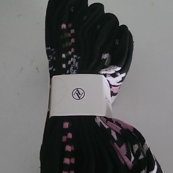 Adrienne Vittadini Black and Pink Crew Socks - Picture 2 of 4